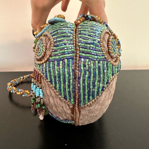 Vintage Mary Frances Beaded Turquoise Multi Color Bird Purse - Picture 14 of 16